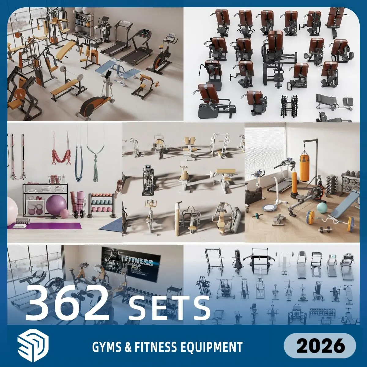 Gyms & Fitness Equipment SketchUp SKP Models Download - 362 Sets SKP Collection | IDS169