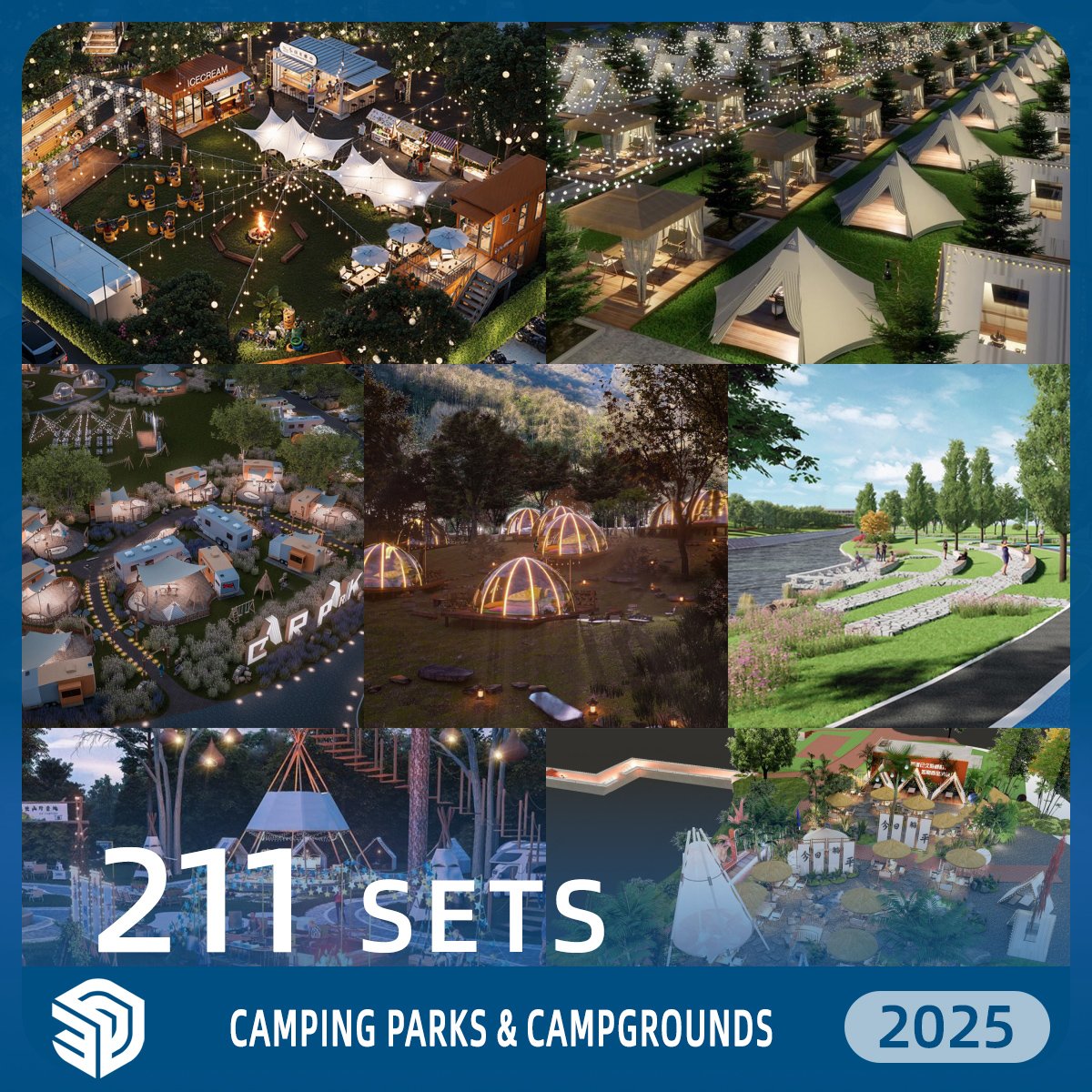 Camping Parks & Campgrounds SKP Models Download- 211 Sets|IDS1525