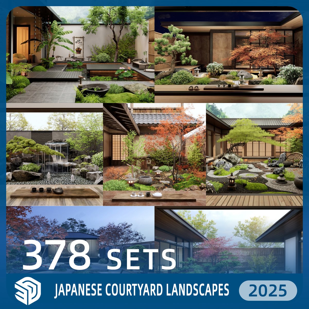 Japanese Courtyard Landscapes SKP SketchUp Models Download- 378 Sets | IDS1071
