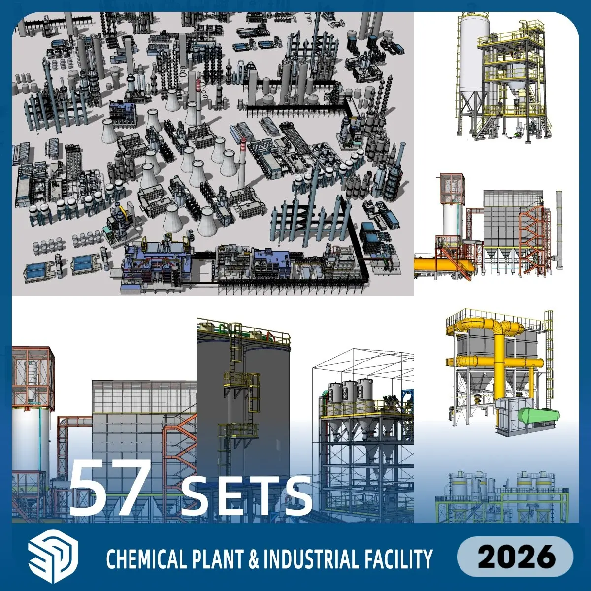 Chemical Plant & Industrial Facility SketchUp SKP Models Download- 57 Sets| IDSW48
