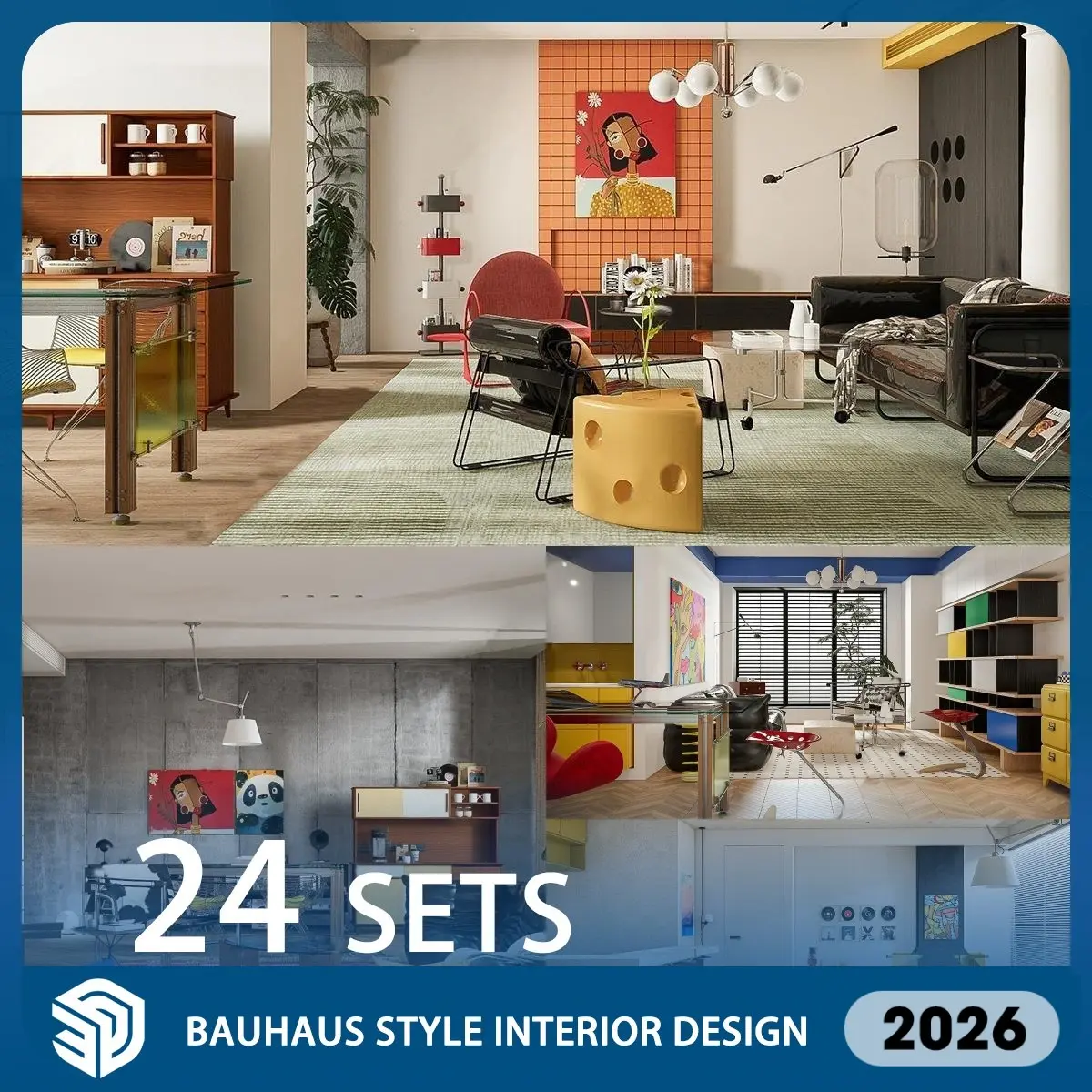 Bauhaus Style Interior Design  Skp SketchUp Models Download - 24 Sets| ID1816