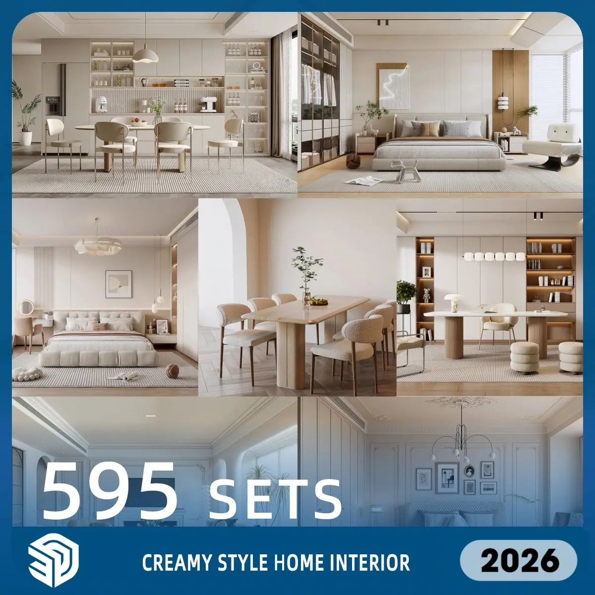 Creamy Style Home Interior SketchUp SKP Models Download - 595 Sets| IDS200