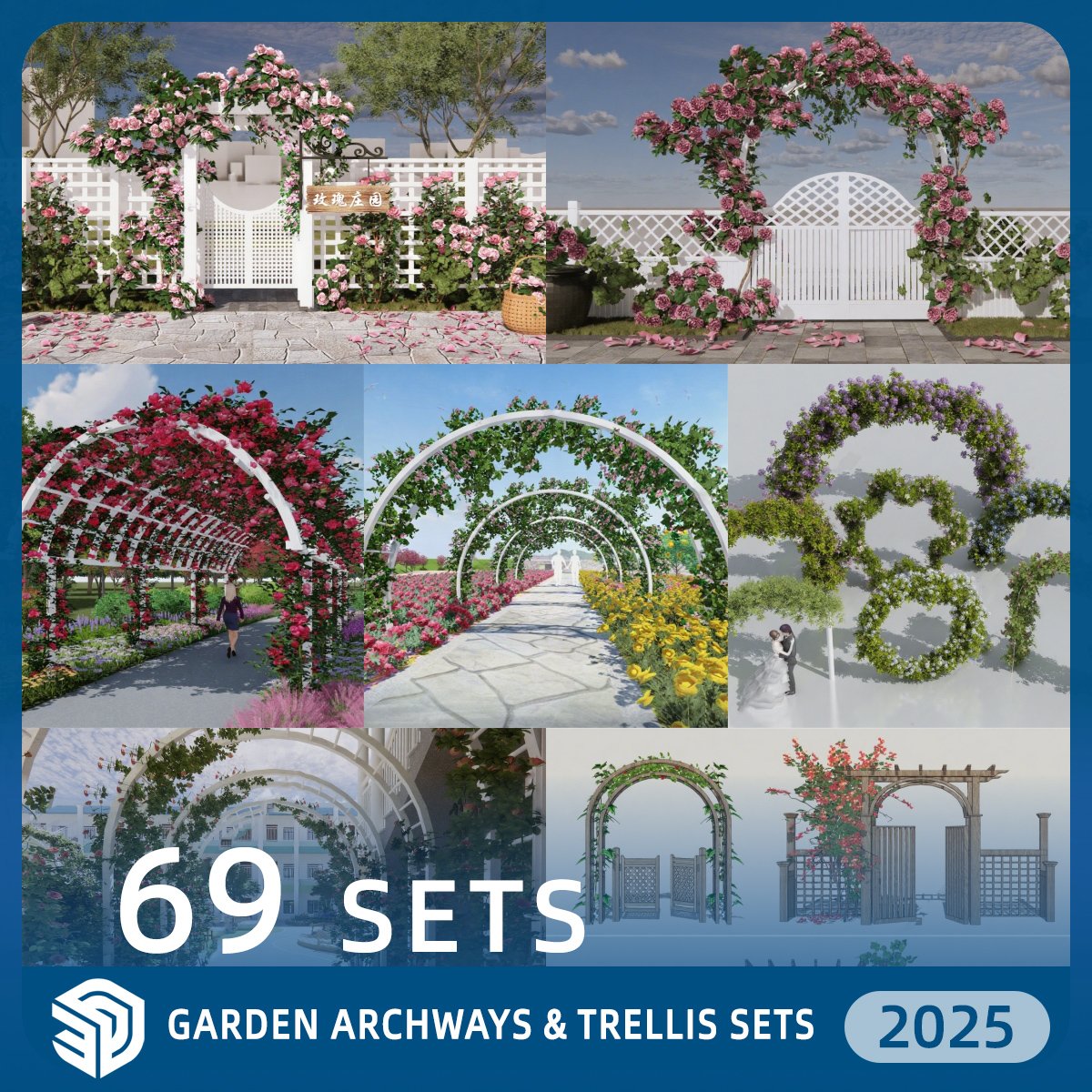 Garden Archways & Trellis Sets SketchUp SKP Models Download - 69 Sets| ID276