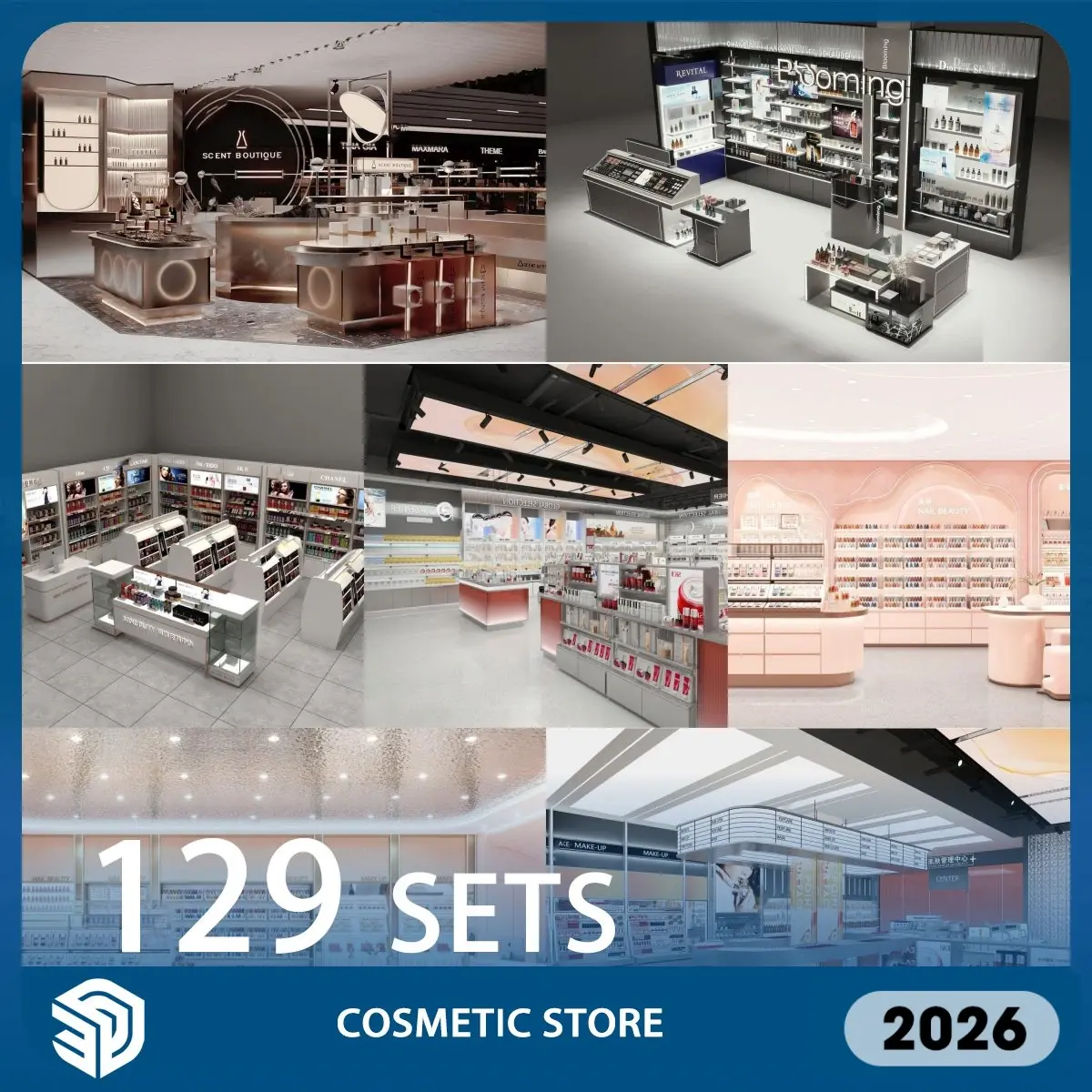Cosmetic Store SKP SketchUp Download - 129 Sets SketchUp Models | ID757