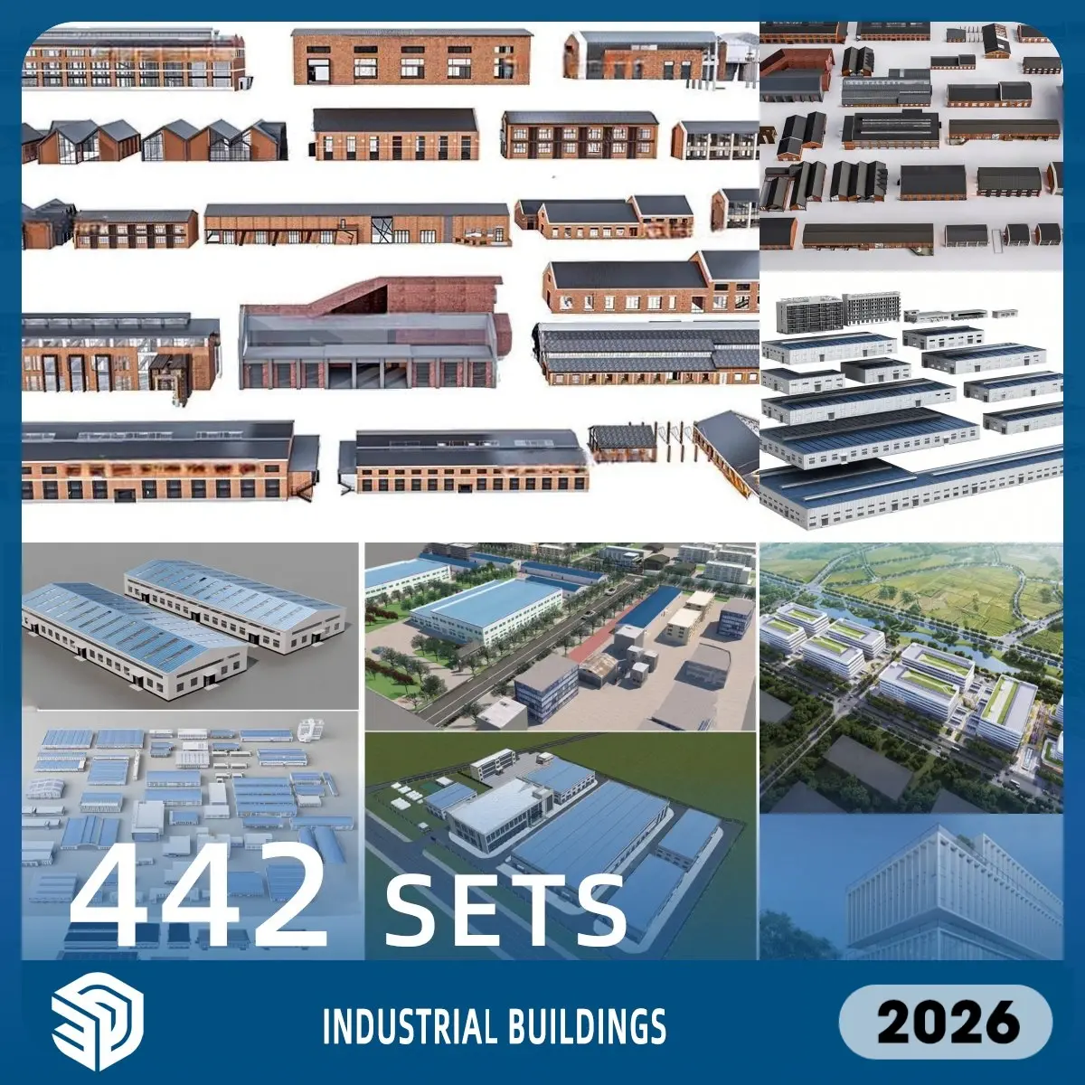 Industrial Buildings & Factory Warehouses SketchUp SKP Models Download- 442 Sets| IDSw72