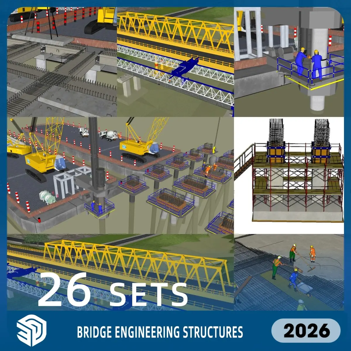 Bridge Engineering Structures Pack SketchUp SKP Models Download- 26 Sets| IDSU041