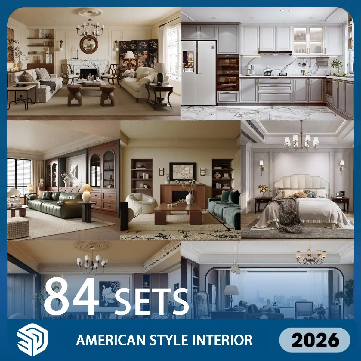 American Style Interior SketchUp Models Skp Download - 84 Sets| ID936