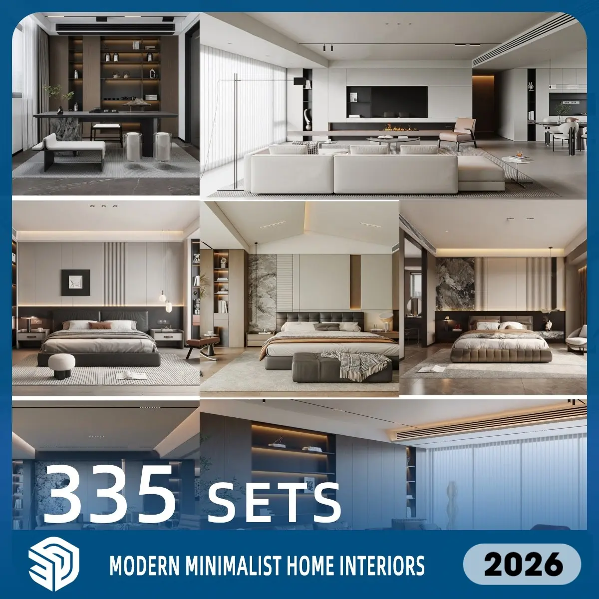 Modern Minimalist Home Interiors SketchUp Models - 335 Sets SKP Download | IDS961