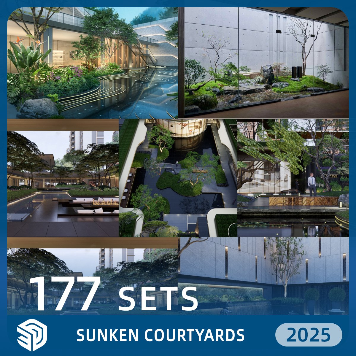 Sunken Courtyards SKP SketchUp Models Download -177 Sets|IDSU3154