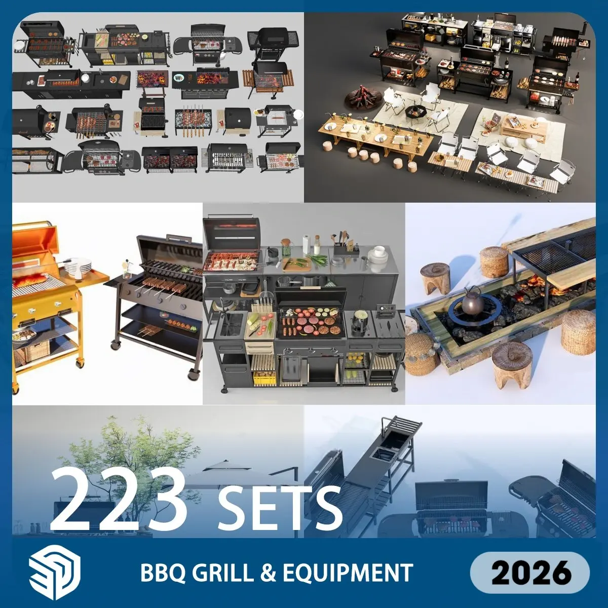 BBQ Grill skp & Equipment SketchUp Models Skp Download - 223 Sets| IDS120