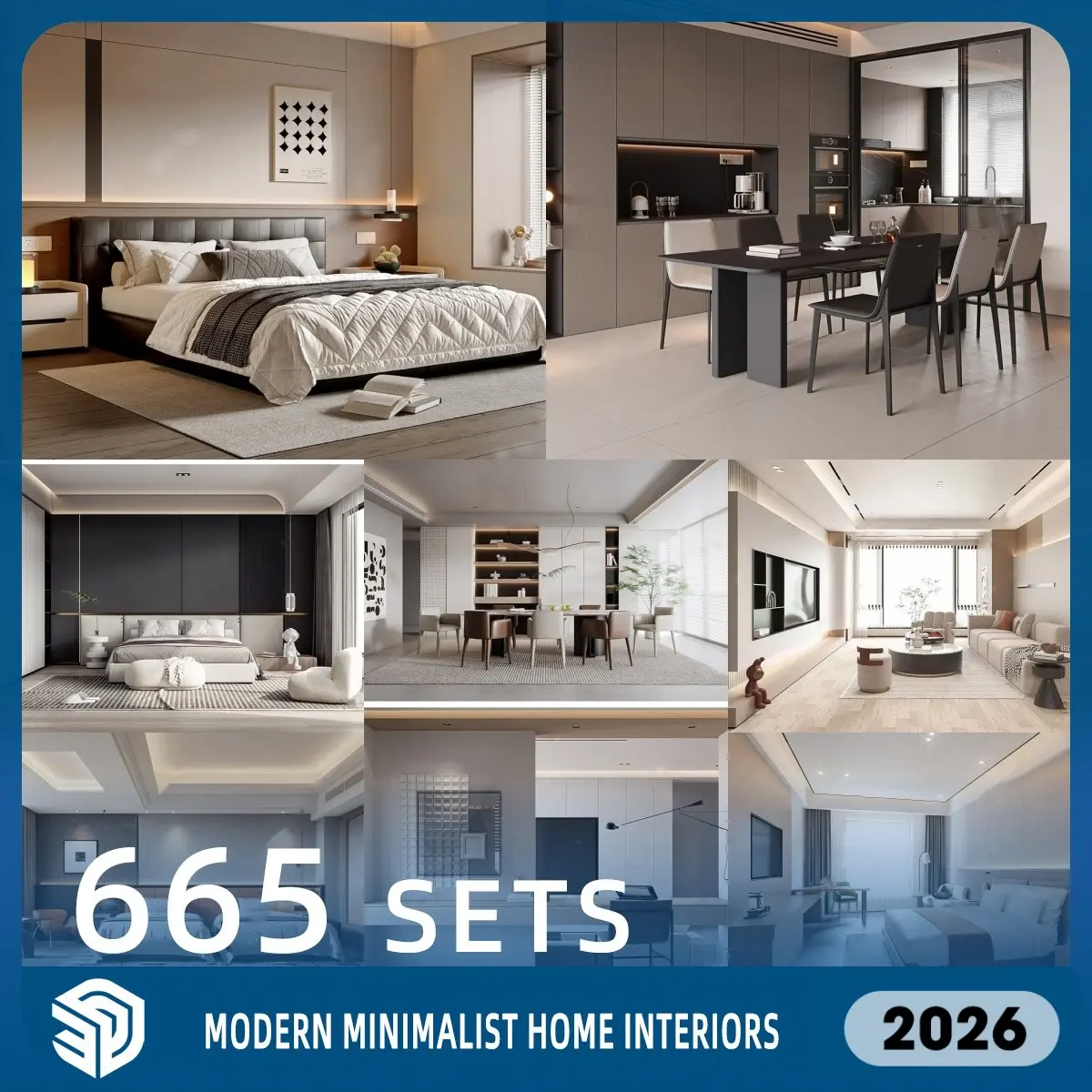 Modern Minimalist Home Interiors SketchUp SKP Models Download- 665 Sets| IDS941