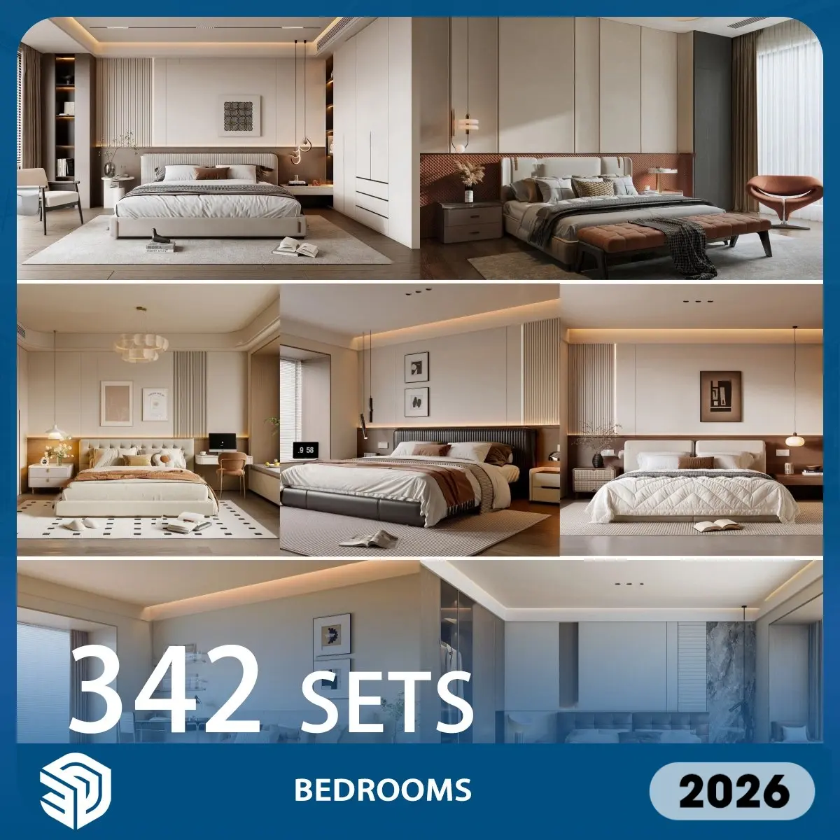 Bedrooms SketchUp SKP Models Download- 342 Sets of Complete Bedroom Furniture SKP Files | ID584