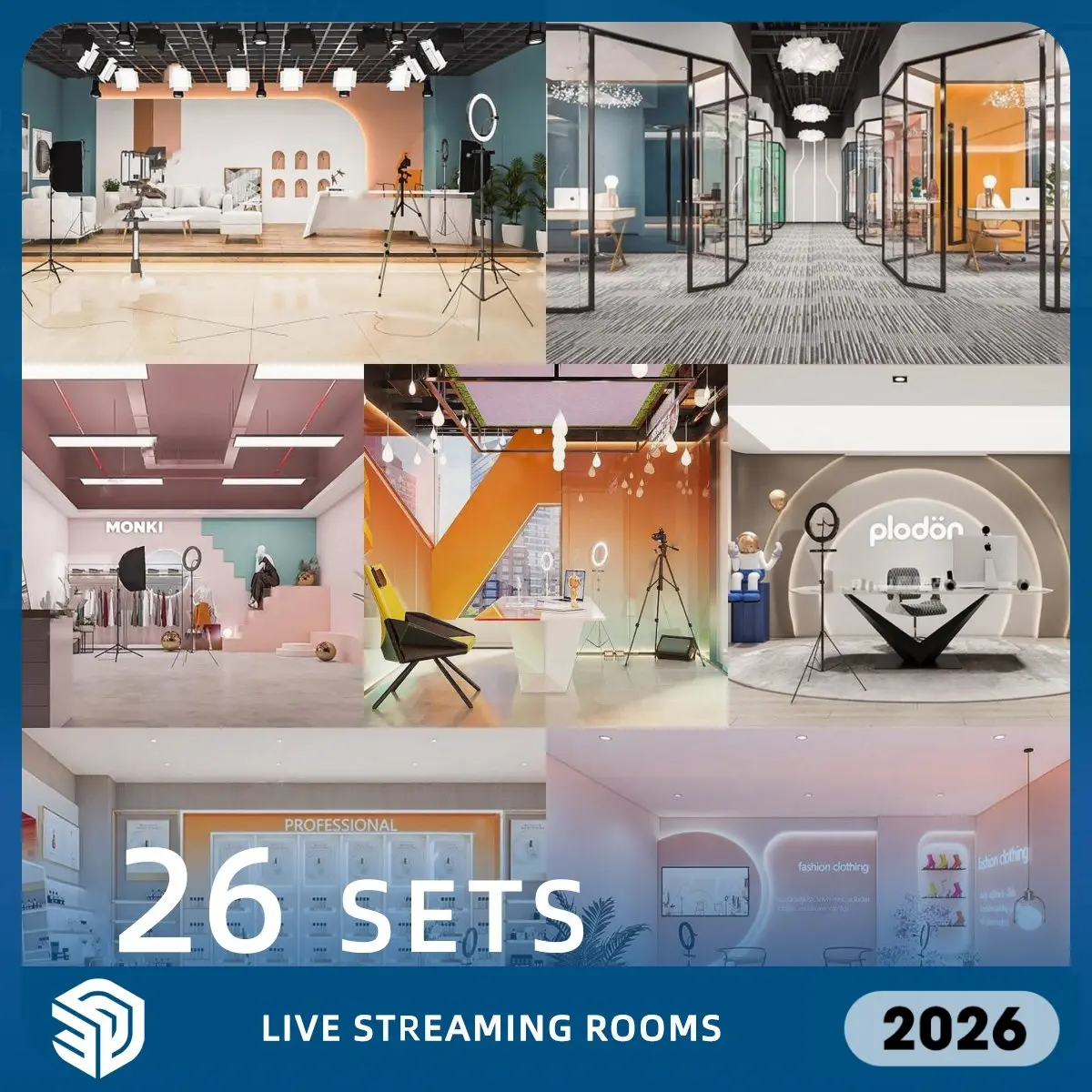 Live Streaming Rooms SKP SketchUp Models Download- 26 Sets SketchUp Models | IDSU092