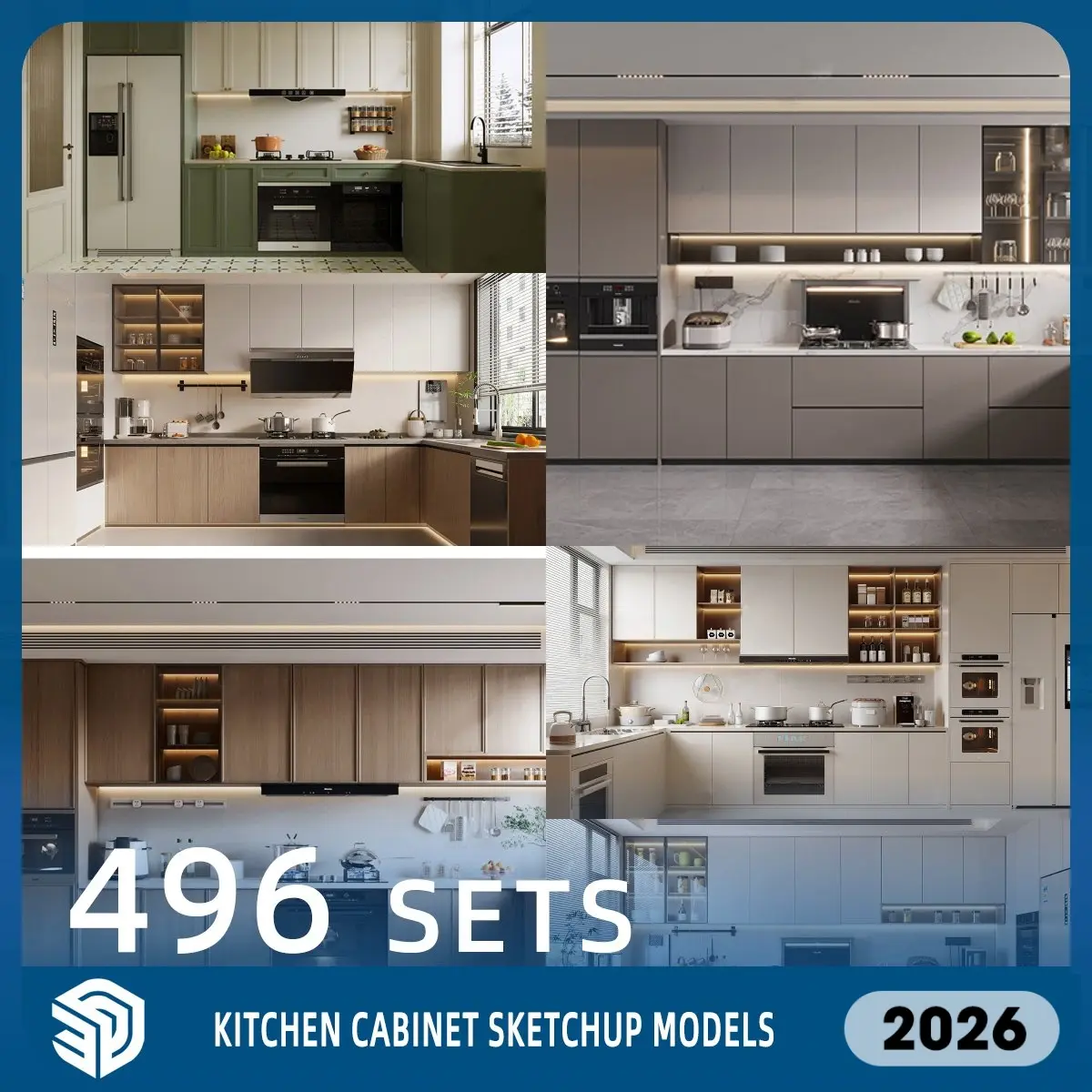 Kitchen Cabinets SketchUp SKP Models Download- 496 Sets| IDS123
