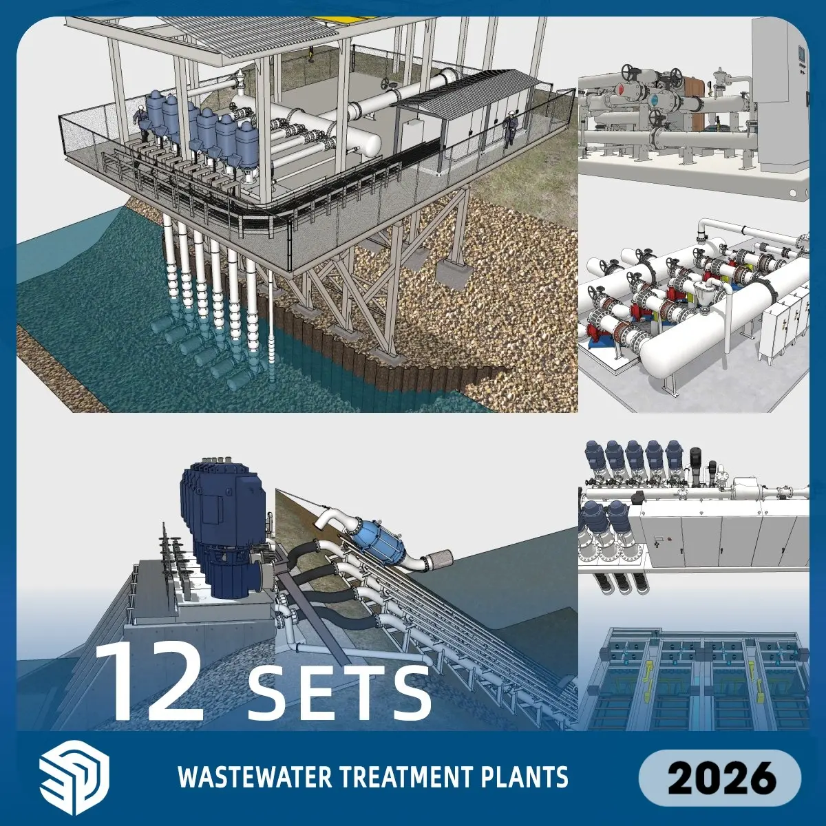 Wastewater Treatment Plants SketchUp SKP Models Download- 12 Sets| IDSU221