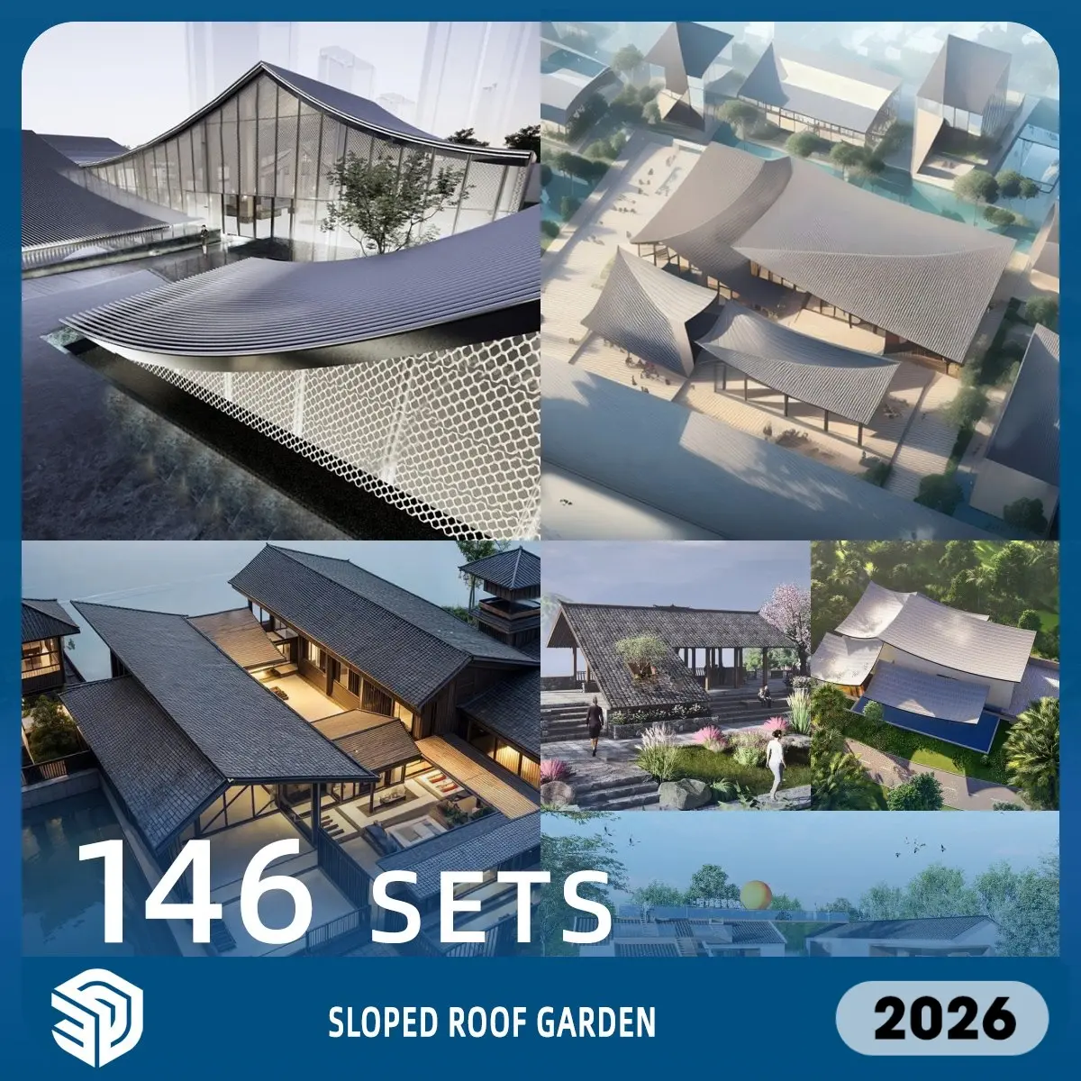 Sloped Roof Garden SketchUp SKP Models Download - 146 Sets| IDS1823