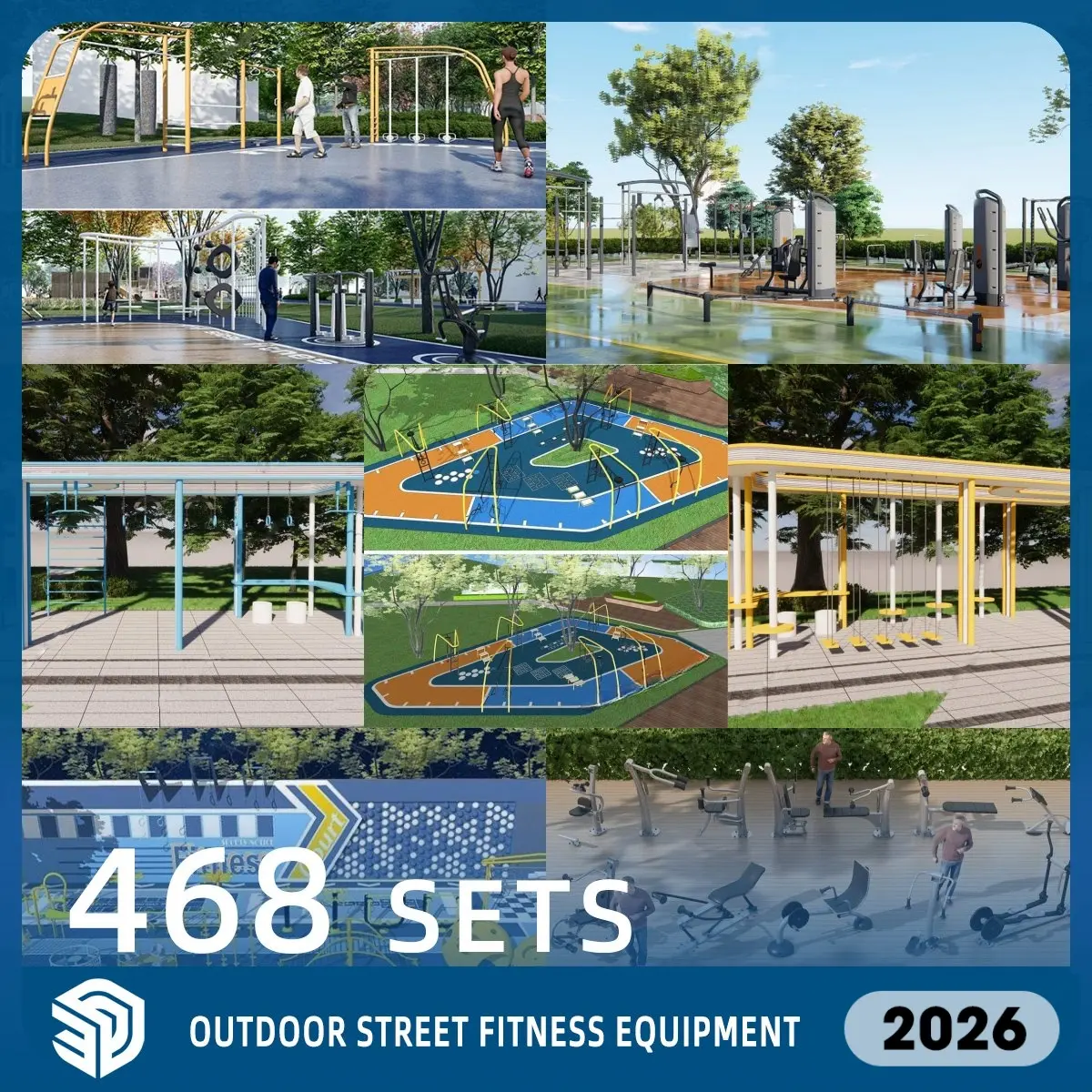Outdoor Street Fitness Equipment SketchUp SKP Models Download- 468 Sets| IDS568