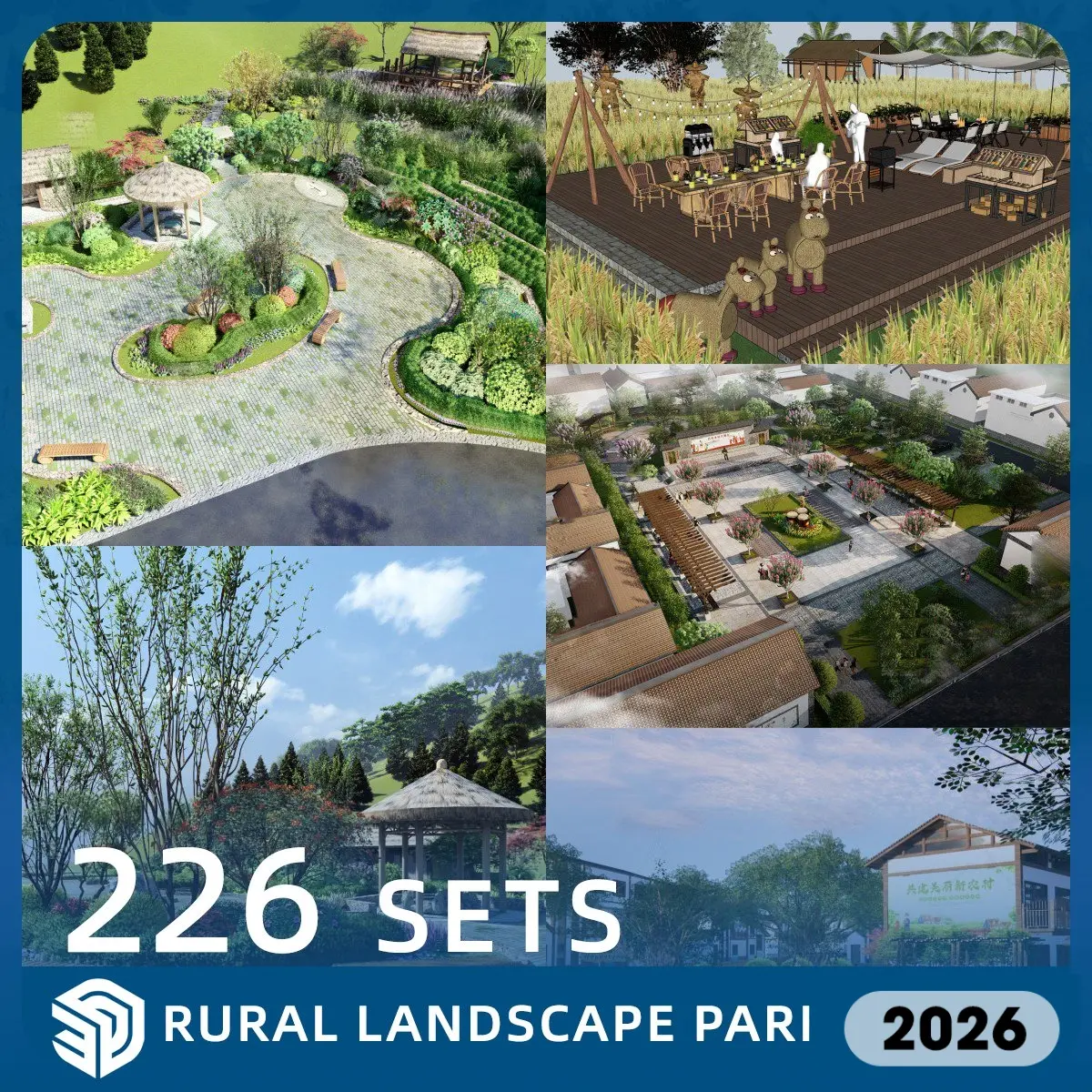 Rural Landscape Park SketchUp SKP Download - Massive 226 Sets| ID05