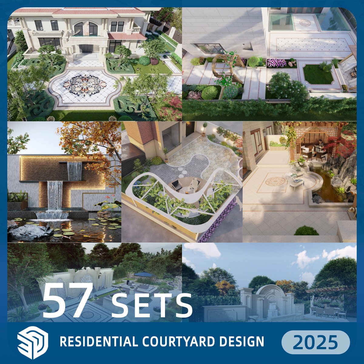 Residential Courtyard Design SketchUp SKP Models Download- 57 Sets| ID570