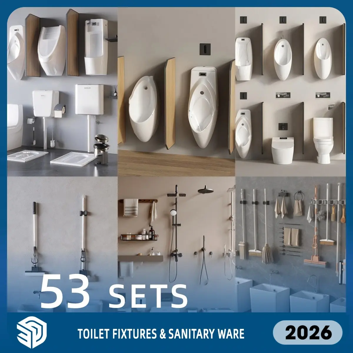 Toilet Fixtures & Sanitary Ware SketchUp SKP Models Download - 53 Sets| ID935