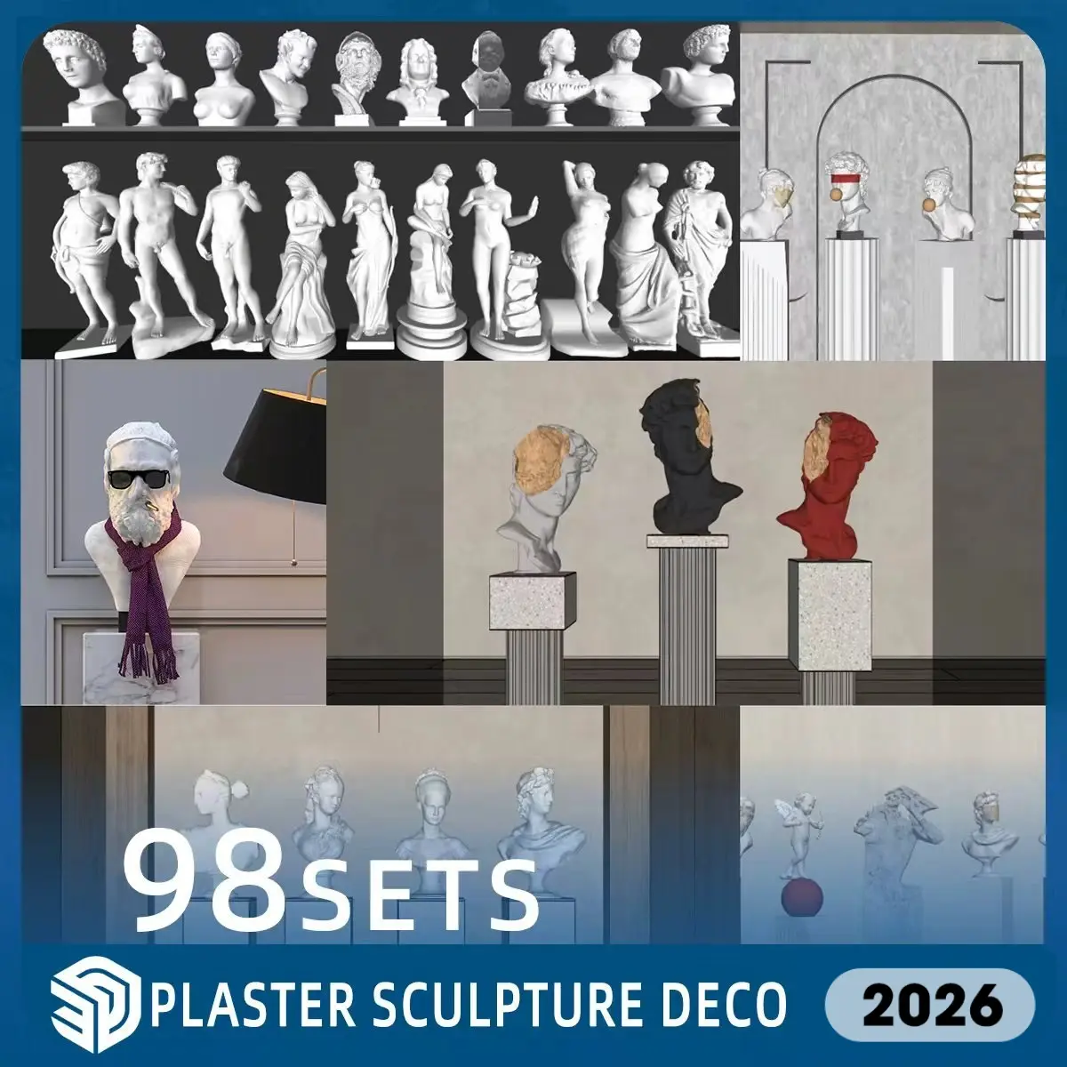 Plaster Sculpture Decor skp Download 98 Sets| ID1044