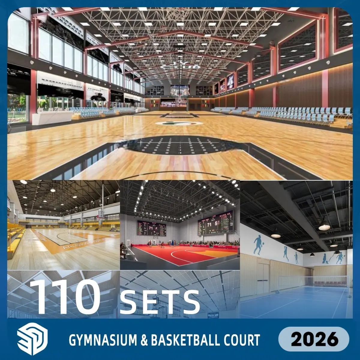 Gymnasium & Basketball Court SketchUp SKP Models Download- 110 Sets| ID916