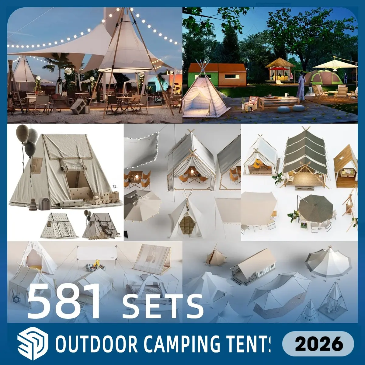 Outdoor Camping Tents SketchUp SKP Download - Massive 581 Sets| ID546