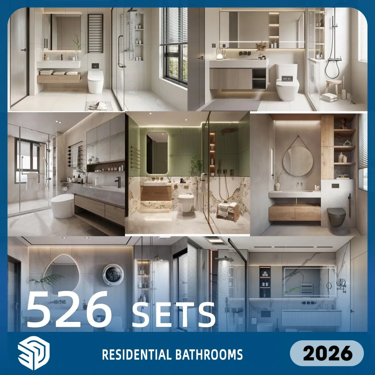 Residential Bathrooms SketchUp SKP Models Download - 526 Sets SKP Collection | IDS118