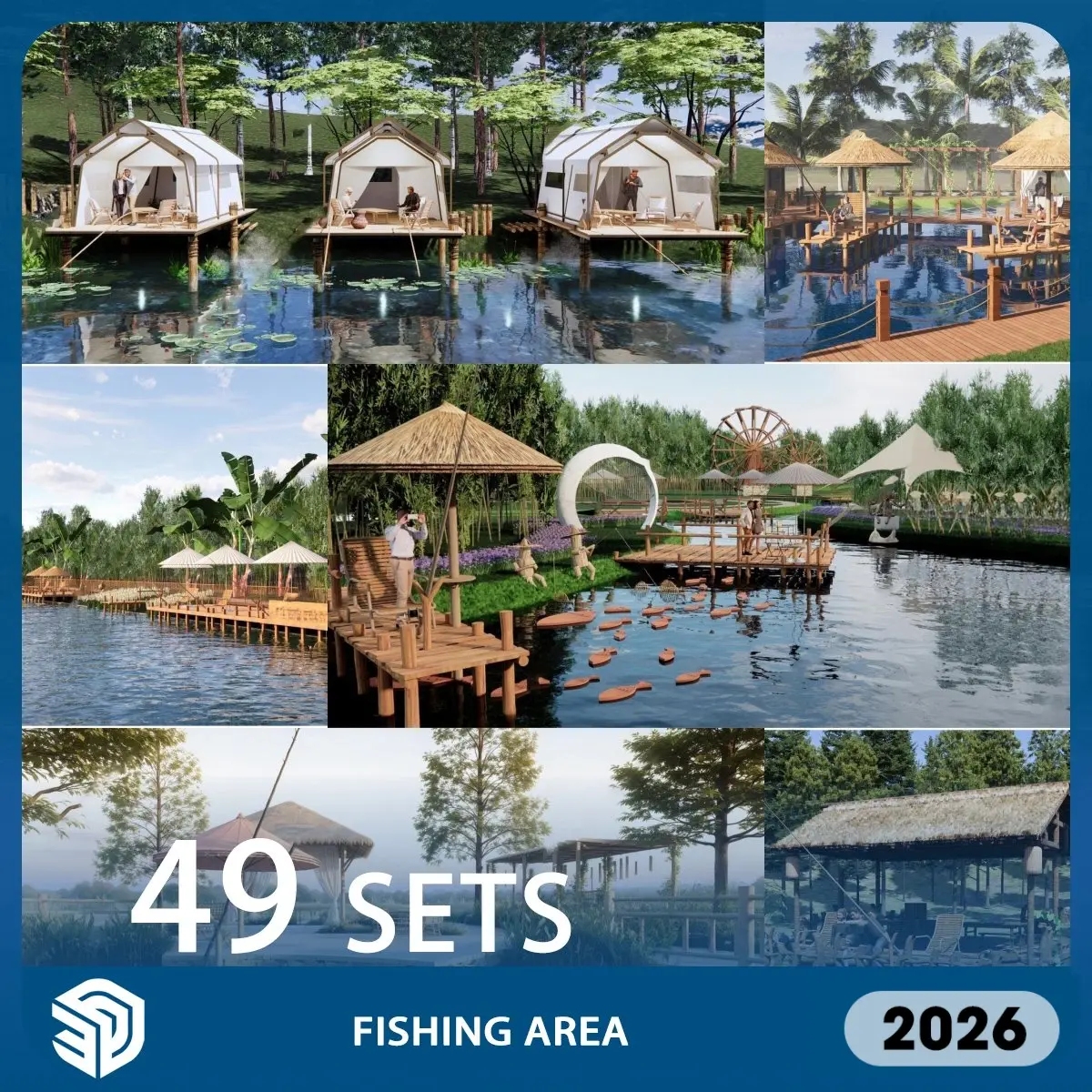 Fishing Area SketchUp Models Skp Download - 49 Sets| IDSU3211