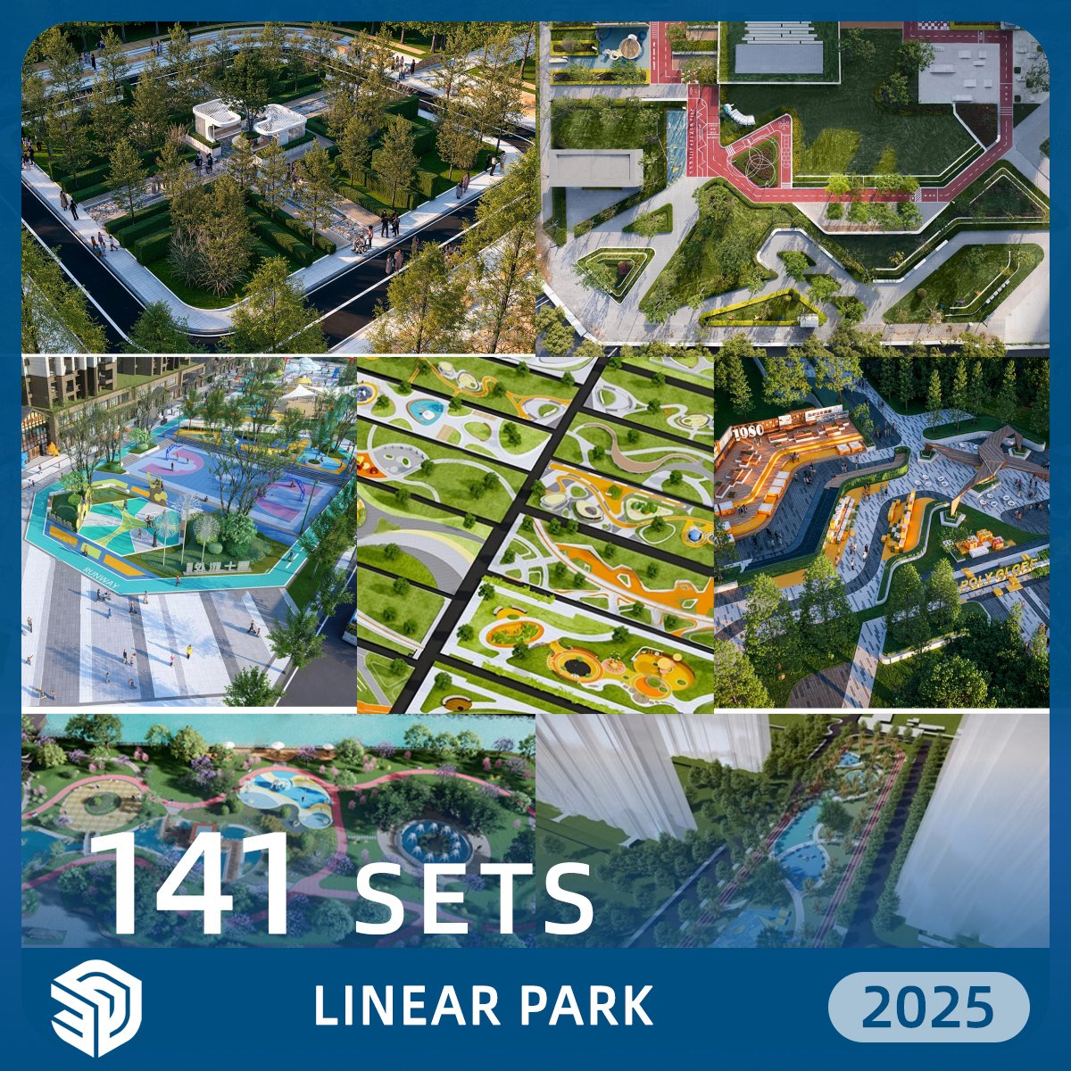 Linear Park SKP SketchUp Models  Download- 141Sets| IDS1293
