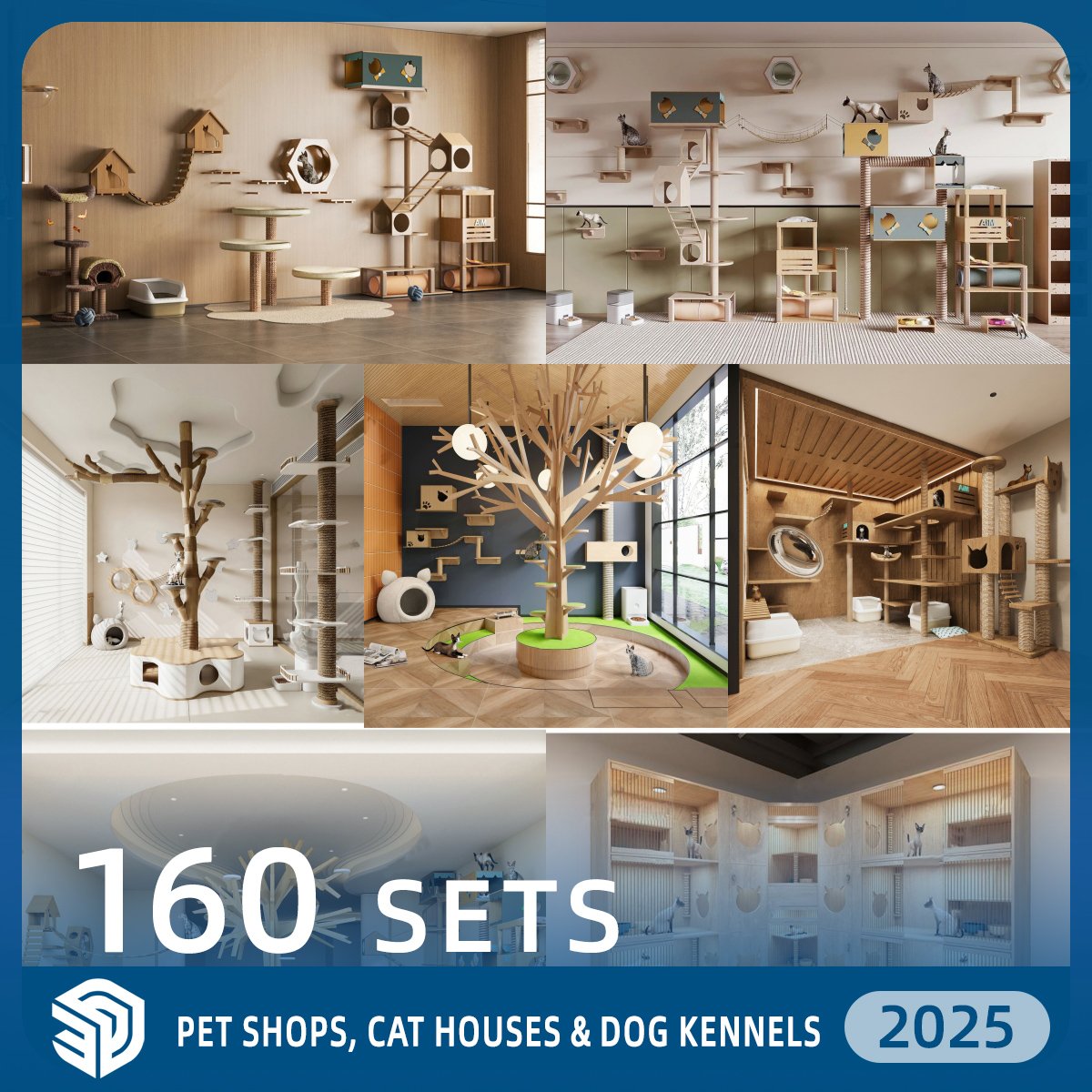 Pet Shops, Cat Houses & Dog Kennels SketchUp SKP Models Download - 160 Sets| IDS914
