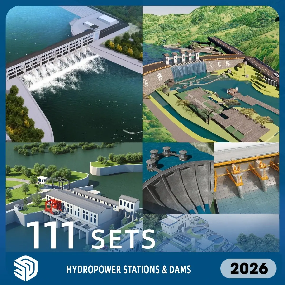 Hydropower Stations & Dams SketchUp SKP Models Download - 111 Sets| IDS1773
