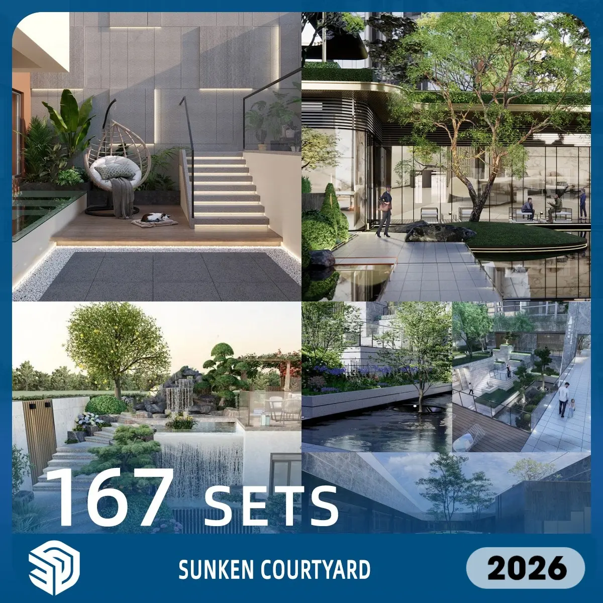 Sunken Courtyard SketchUp SKP Models Download - 167 Sets SKP| IDS1420