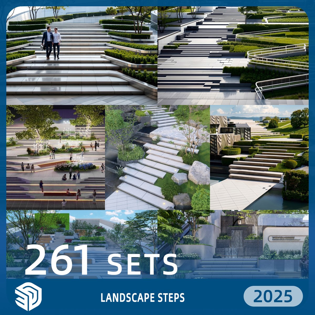 Landscape Steps SketchUp SKP Models Download- 261 Sets| IDS576