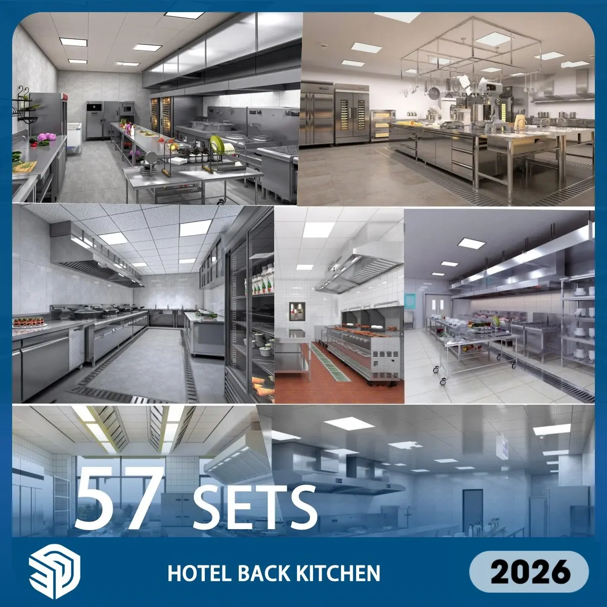 Hotel Back Kitchen skp SketchUp Models Skp Download - 57 Sets| IDSU3046