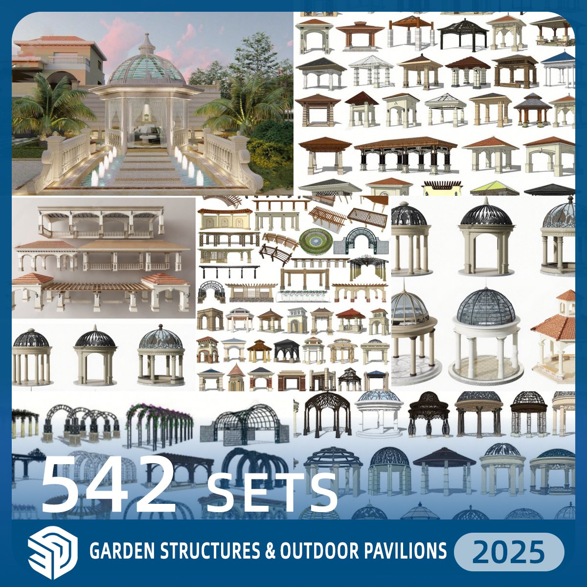 Garden Structures & Outdoor Pavilions SketchUp SKP Models Download - 542 Sets| ID212