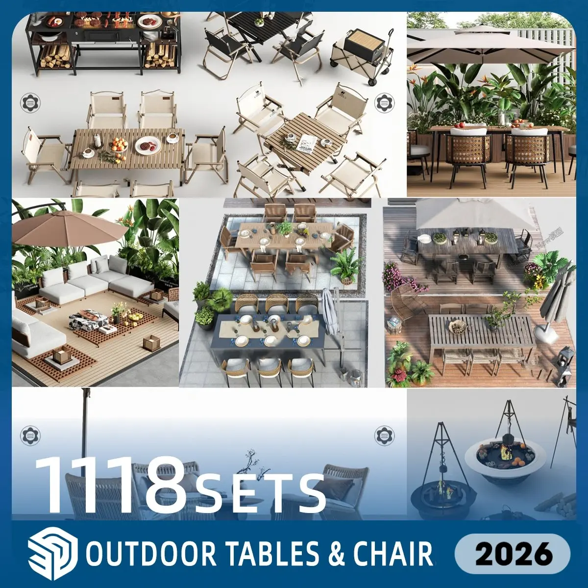 Outdoor Tables SKP & Chairs SketchUp Models SKP Download - 1118 Sets| ID744