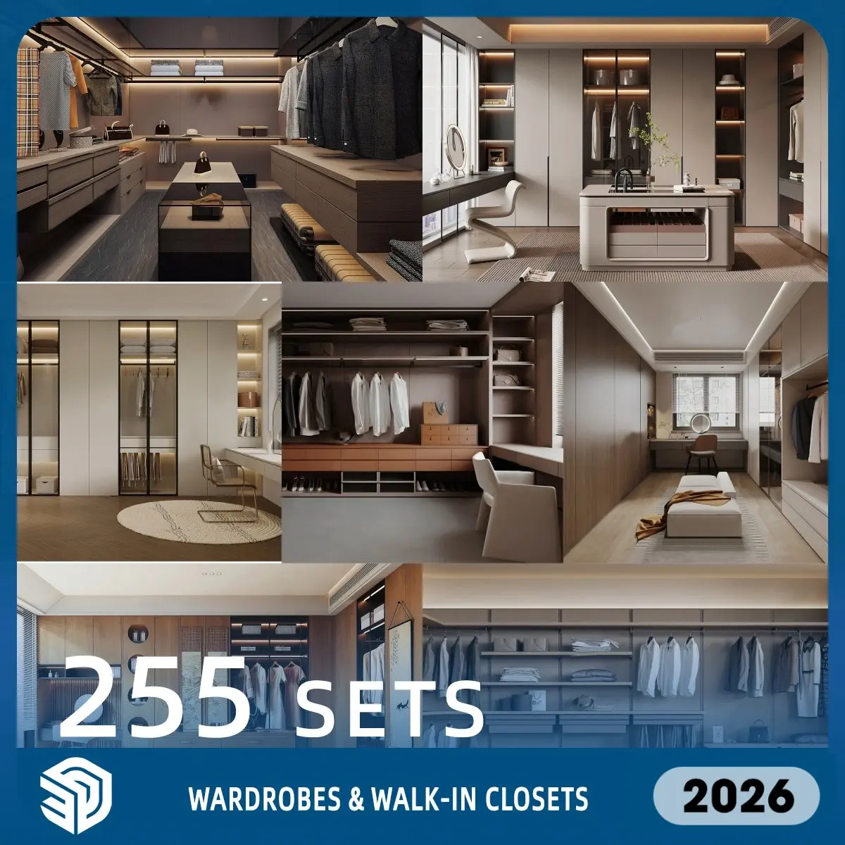 Wardrobes & Walk-in Closets SketchUp SKP Models Download- 255 Sets| IDS186