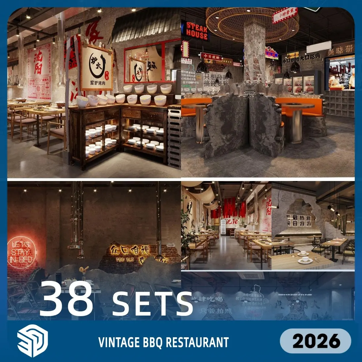 Vintage Barbecue Restaurant SketchUp Models - 38 Sets SKP Collection | ID1761