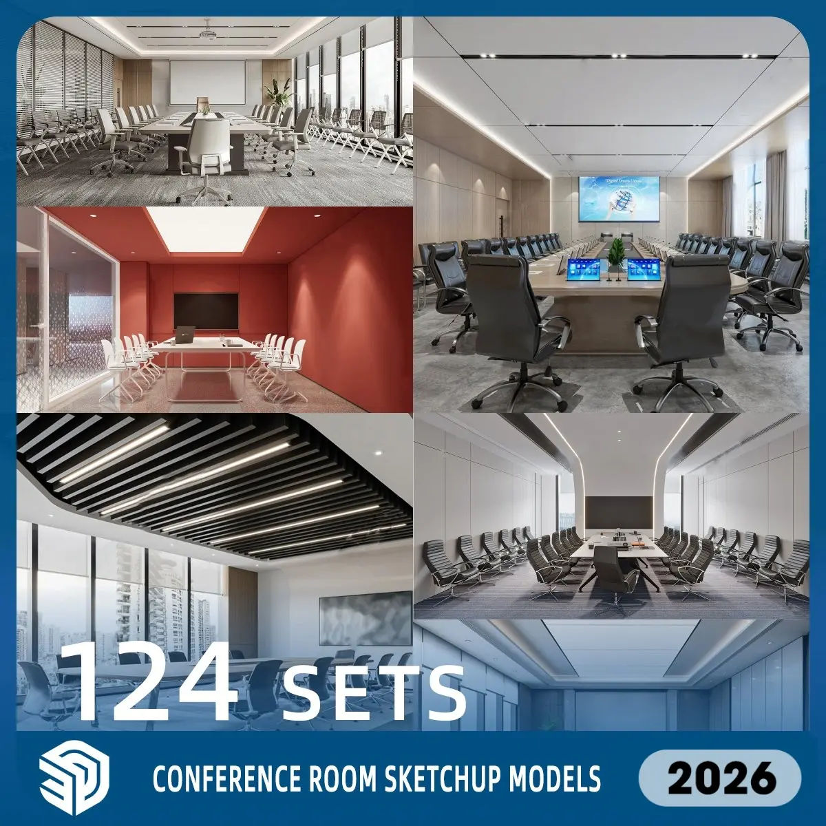 Conference Room SketchUp SKP Models Download - 124 Sets| IDS112