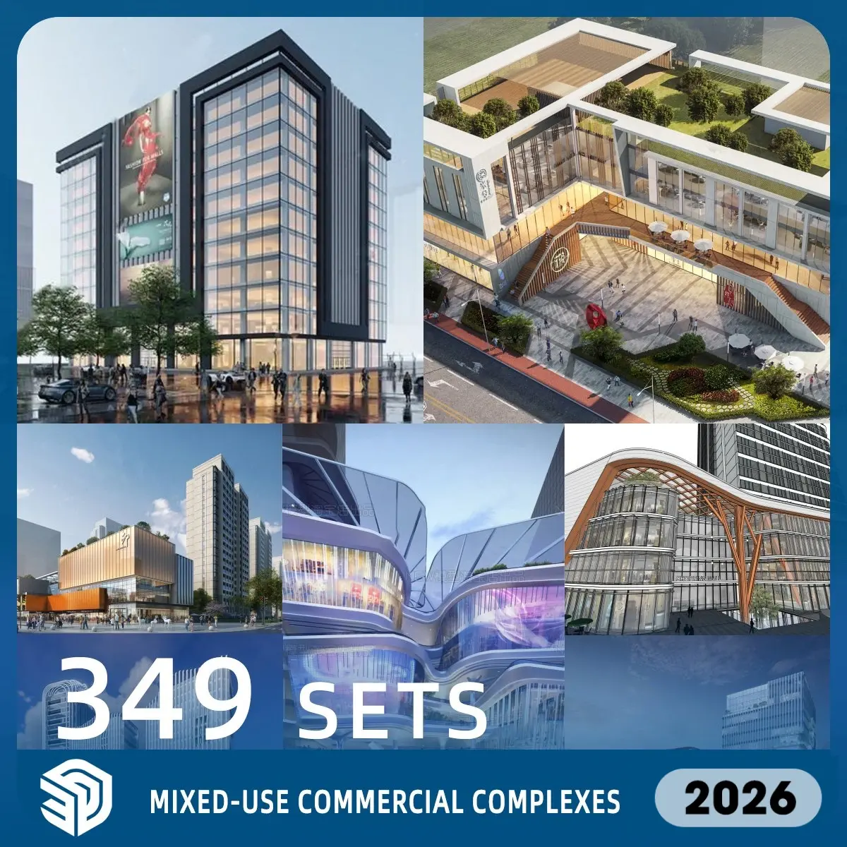 Mixed-Use Commercial Complexes Pack SketchUp SKP Models Download- 349Sets| IDS1194