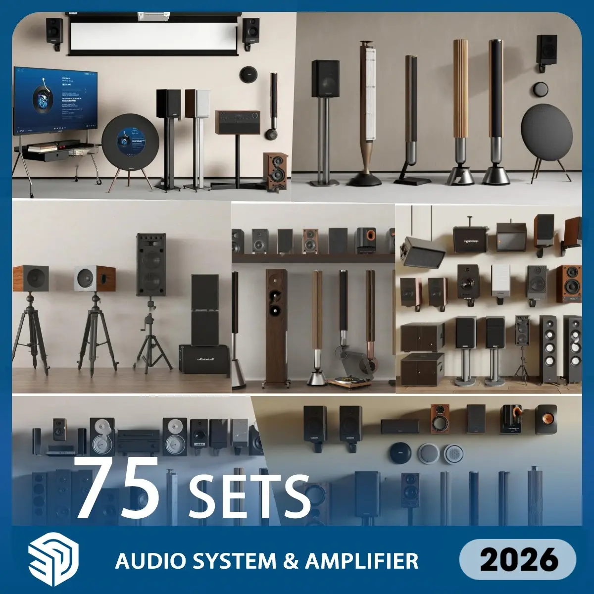 Audio System skp & Amplifier SketchUp Models Skp Download - 75 Sets| IDSU3184