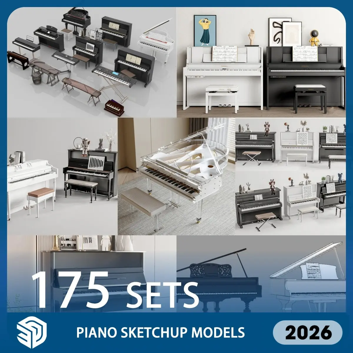 Piano skp SketchUp Models Skp Download - 175 Sets| ID874