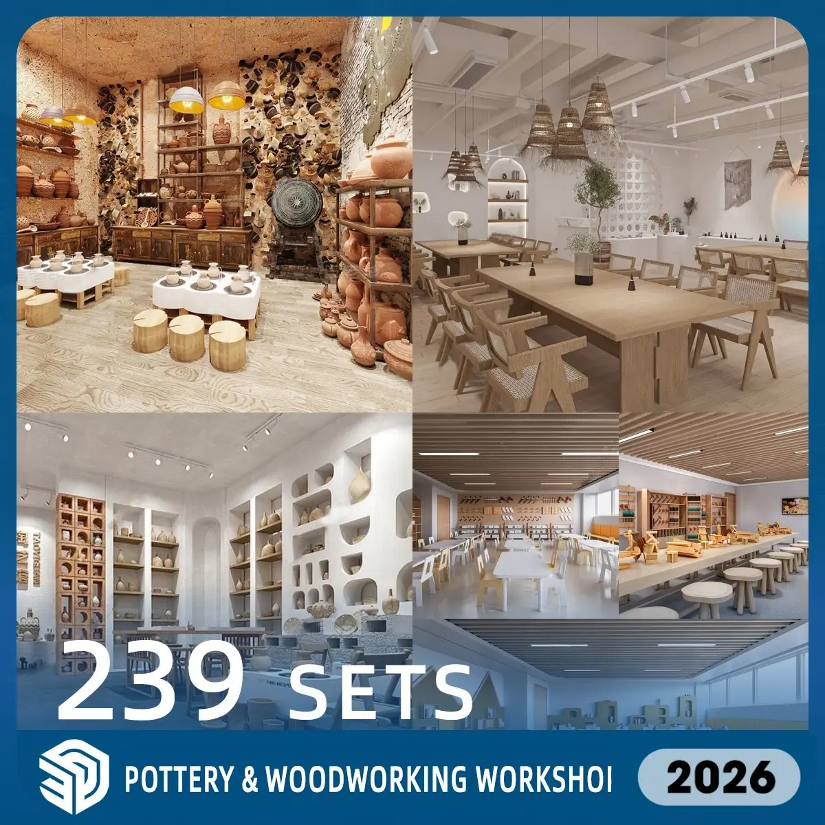Pottery & Woodworking Workshop SketchUp SKP Models Download - 239 Sets| IDS1368