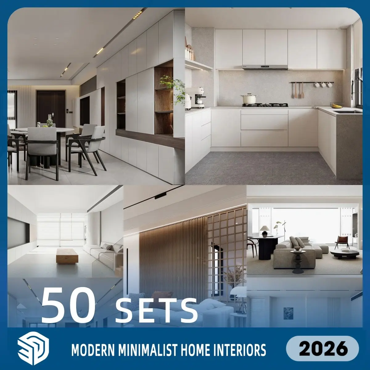Modern Minimalist Home Interiors SketchUp SKP Models Download- 50 Sets| IDS1380